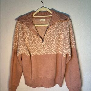Cotton On Pink and White Cowl Neck Sweater